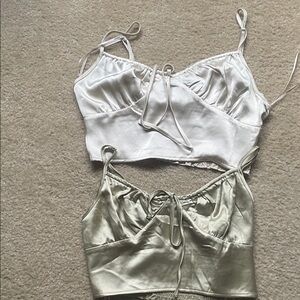 Forever 21 Satin Camisoles - White and Cream